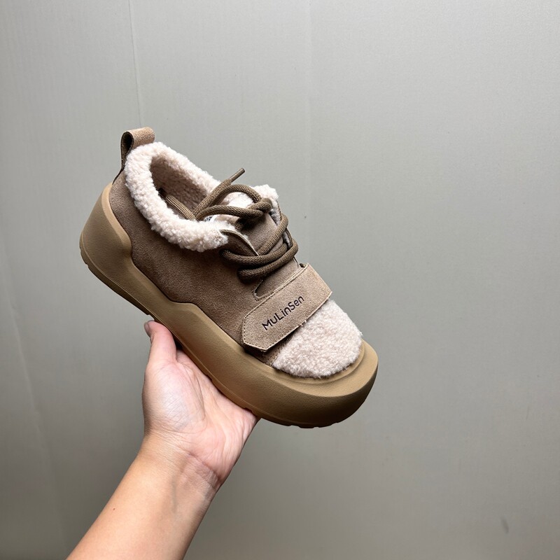 工厂断码真皮运动鞋女2026秋季新款老爹鞋女鞋圆头加棉休闲鞋36