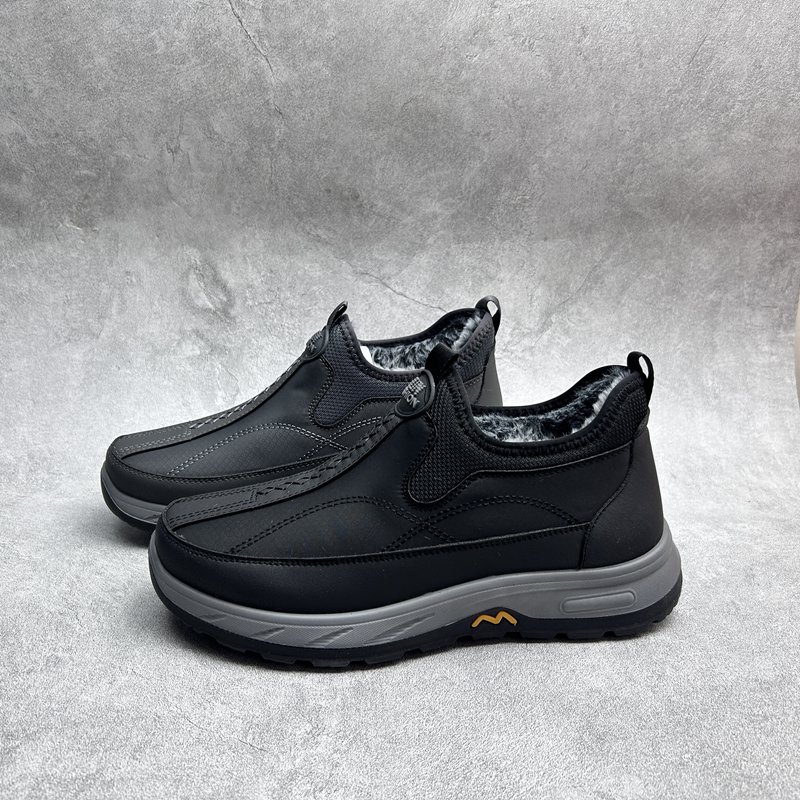 2025冬季新款超纤男鞋厚底男单鞋工厂软底时尚套脚舒适加绒