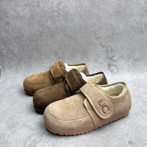 工厂25断码真皮冬季新款女鞋厚底勃肯鞋圆头松糕底套脚加绒女棉鞋