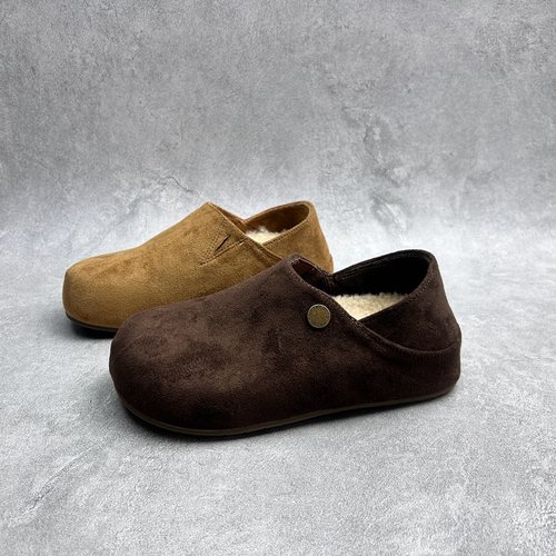 工厂断码绒布勃肯鞋2025秋季新款复古风乐福豆豆鞋女内增高休闲鞋