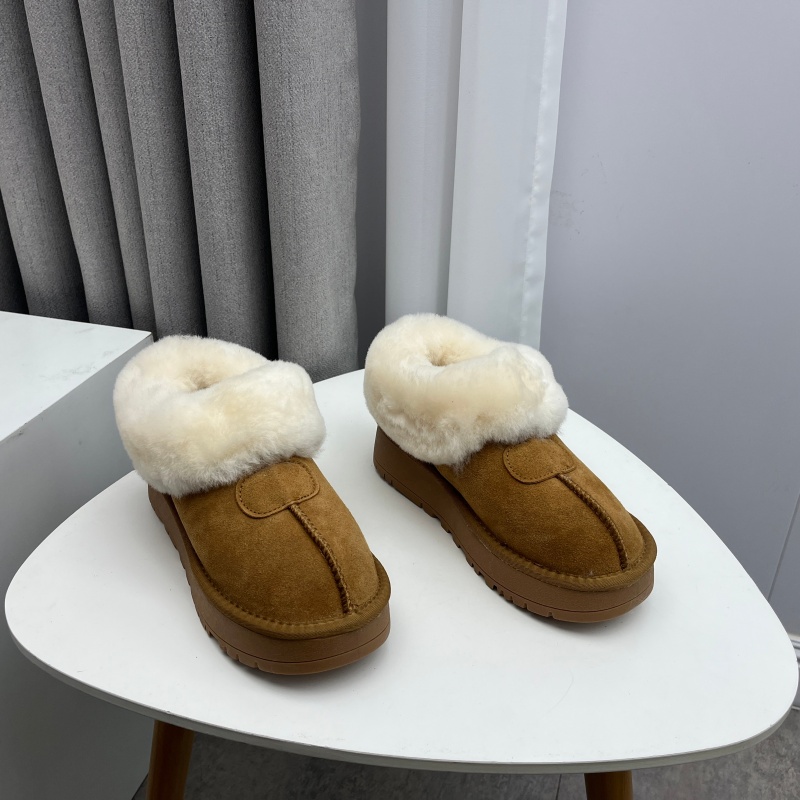 工厂2025处理冬款断码真皮女鞋雪地靴牛皮厚底套脚羊毛口舒适短靴