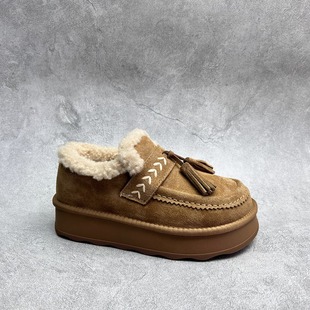 圆头松糕底套脚圆头女棉鞋 工厂25断码 厚底勃肯鞋 女鞋 真皮秋冬新款