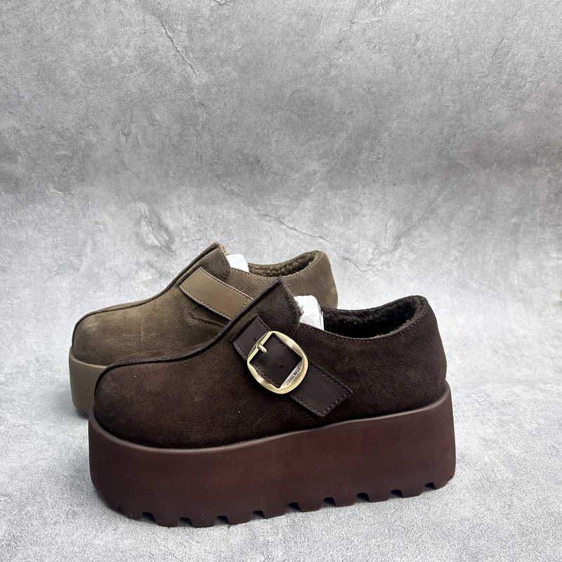 2025断码秋季真皮新款女鞋厚底休闲深口时尚牛皮百搭加绒女棉鞋