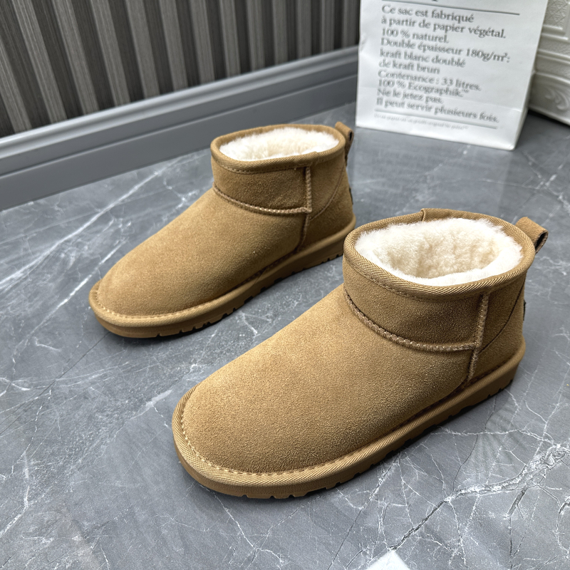 工厂2025处理冬款断码真皮女鞋雪地靴牛皮厚底套脚羊毛舒适女短靴