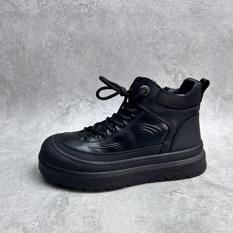 冬季新款真皮男鞋厚底男棉鞋时尚