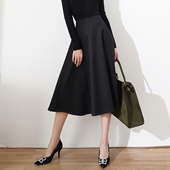 优雅赫本风 大摆半身裙垂感26春 黑色a字遮胯显瘦高腰伞裙中长款