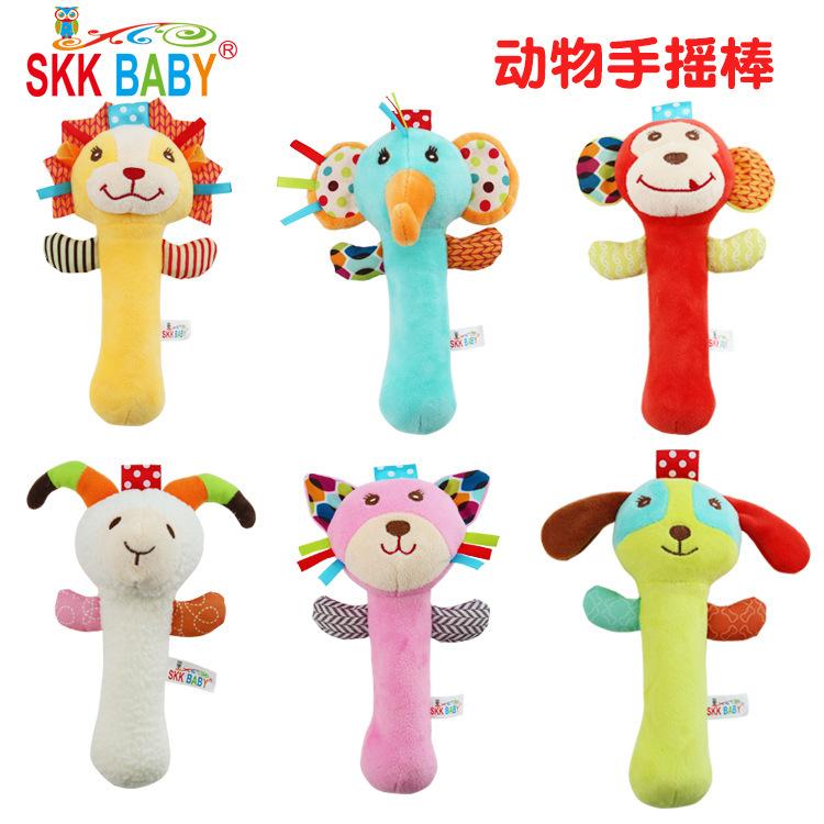 SKKBABY新款动物手摇棒婴儿玩具
