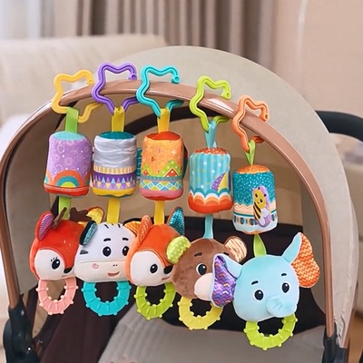 Sozzy新生儿宝宝0-1岁毛绒安抚车挂床挂婴儿推车挂件风铃玩具