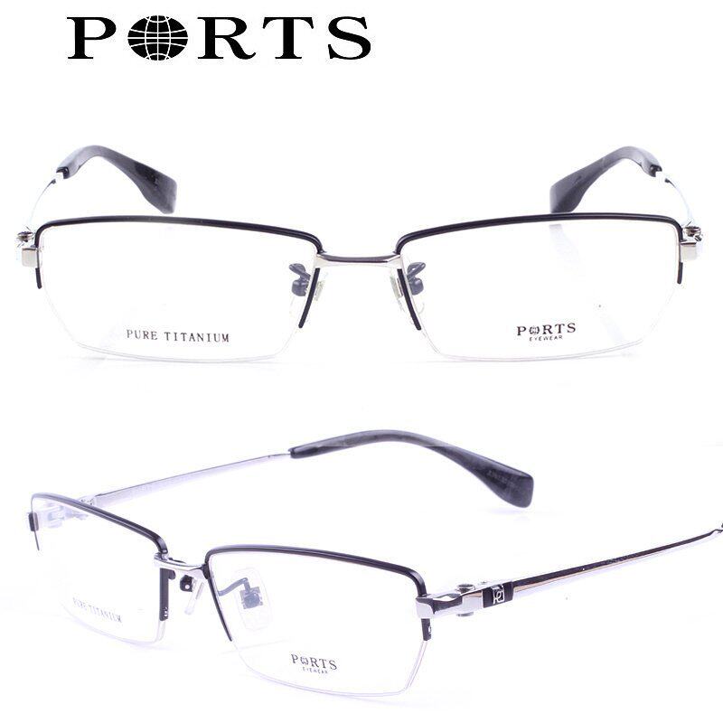 PORTS宝姿眼镜框男款纯钛大框轻商务半框近视镜架 正品 POM12211