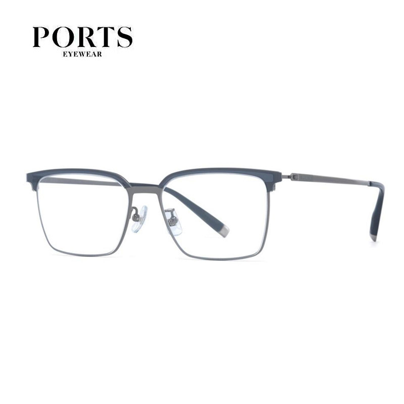 PORTS宝姿眼镜框男近视镜架商务眉架纯钛超轻半框可配镜 POM62504