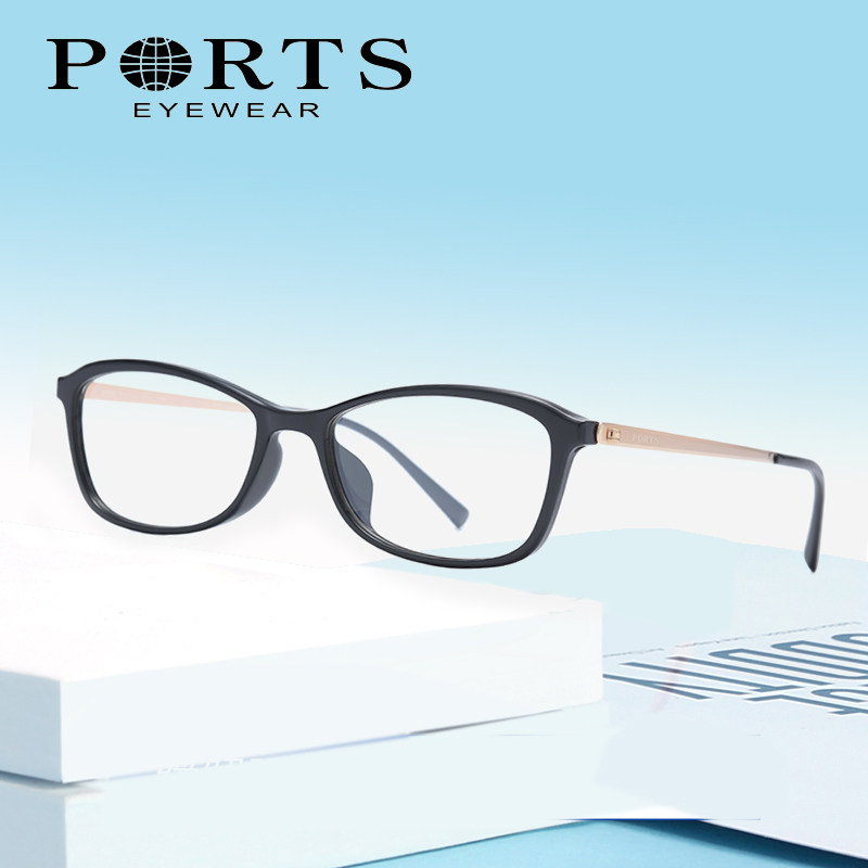 PORTS宝姿眼镜架时尚板材复古镜框女全框高度近视配镜钛 POF22120