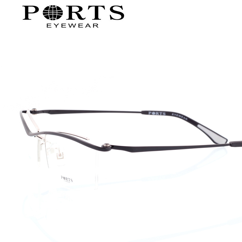 正品PORTS宝姿 眼镜架雅致眉线男款大框纯钛眼镜框近视镜POM12410