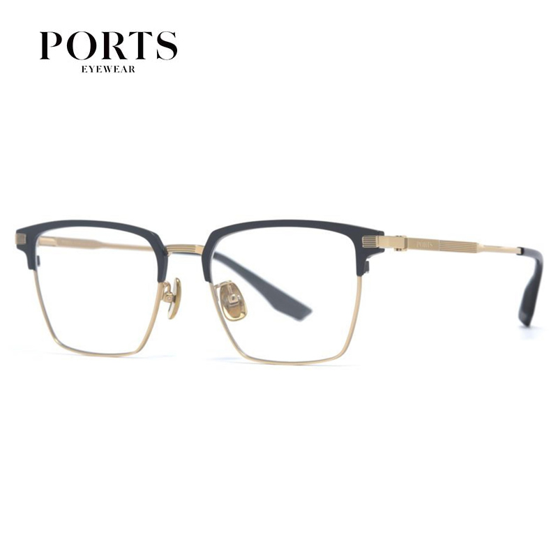 PORTS宝姿眼镜架眉线框近视方框钛架超轻舒适百搭全框 POM62408