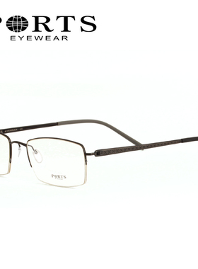 PORTS宝姿镜架大框细边超轻纯钛商务半框近视眼镜框男士 POM12903