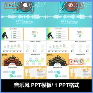 音乐风音乐主题创意音乐节PPT模板可编辑工作计划总结品牌推广