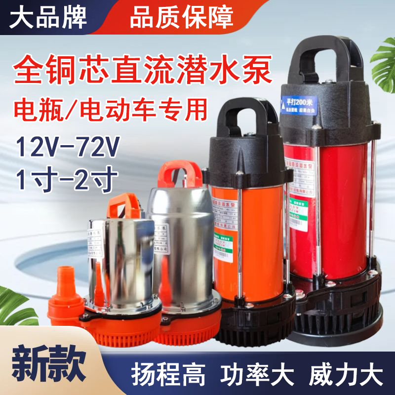 电动车直流潜水泵电瓶家用农用水井抽水机泵12V24v48V60V72V伏 五金/工具 水泵 原图主图