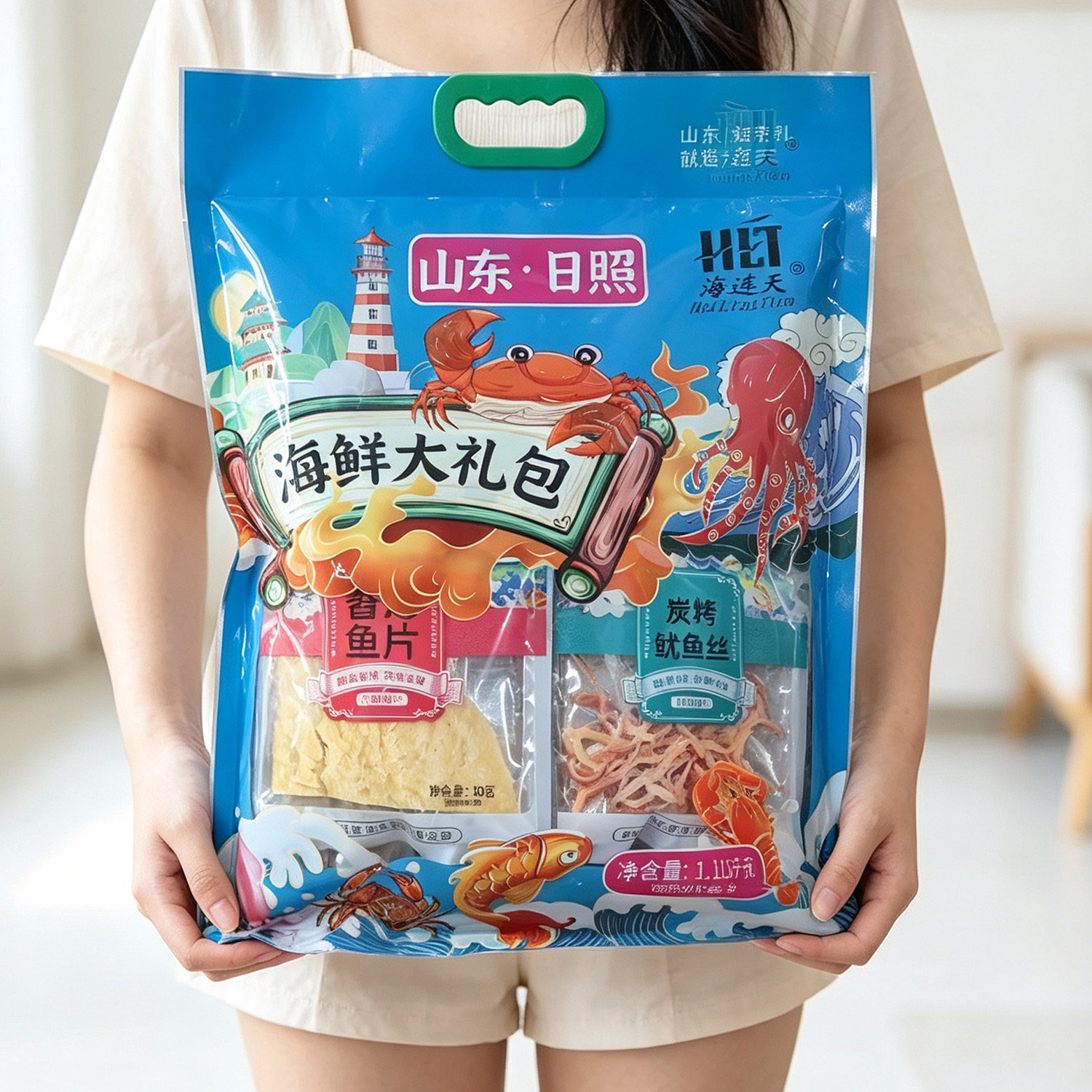 日照特产 海洋六鲜大礼包 伴手礼海鲜零食海连天鱿鱼丝山东特产