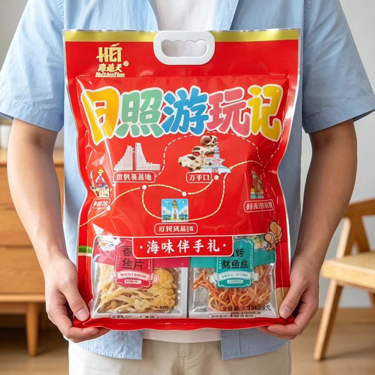 日照伴手礼海连天大礼包 日照游玩记炭烤即食鱿鱼丝烤鱼片零食