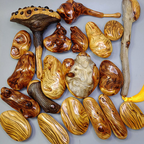 陈化料太行崖柏手把件精抛光