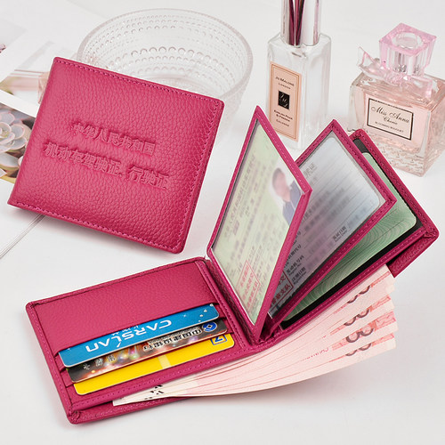 真皮女士钱包女短款男驾驶证皮套