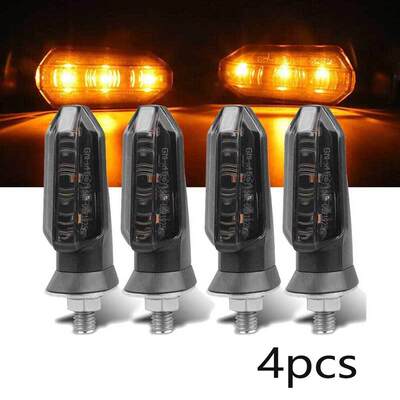 4pcs 12V 8mm Mini Motorcycle LED Turn Signal Light Amber Fla