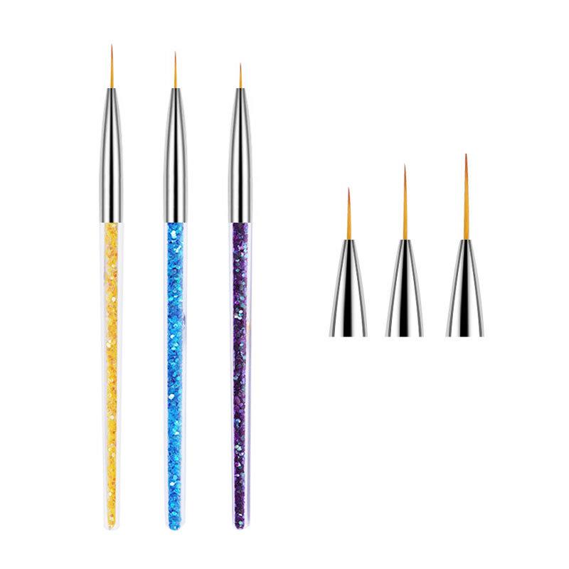 3Pcs Acrylic French Stripe Nail Art Liner Brush Set Tools