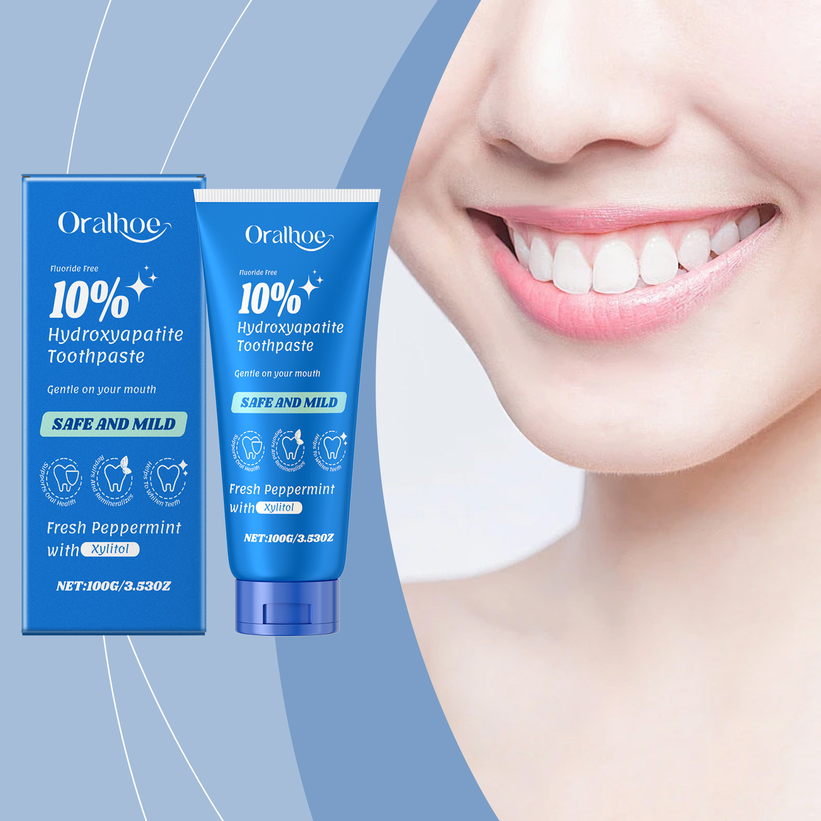ORALHOE薄荷牙膏清洁牙垢黄渍
