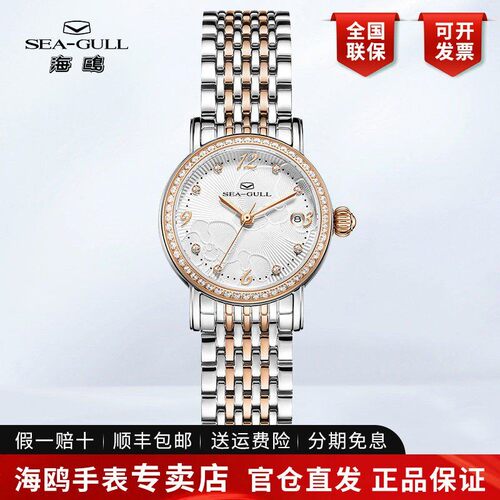 品牌正品海鸥表女士全自动机械手表女表小巧时尚镶钻轻奢小众1074