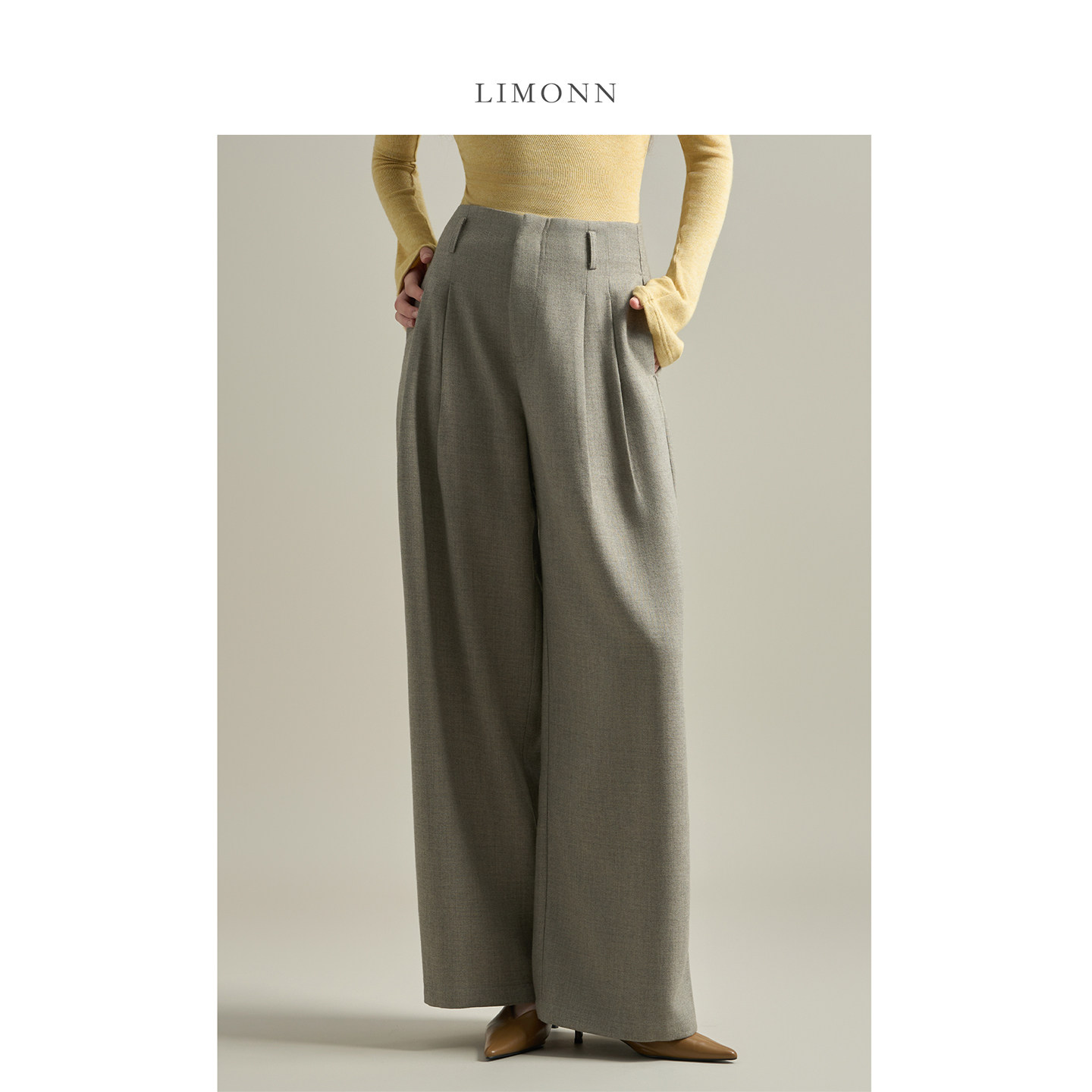 LIMONN | 老钱风秋冬高级感高腰阔腿西裤复古显瘦垂感女通勤长裤,女装/女士精品,西装裤/正装裤,淘宝优惠券,粉丝福利购,淘宝优惠卷