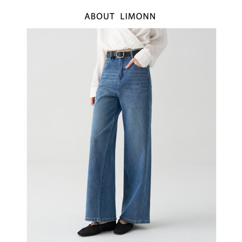 LIMONNN | 2025新款超模裤蓝色丹宁侧缝直筒宽松牛仔裤