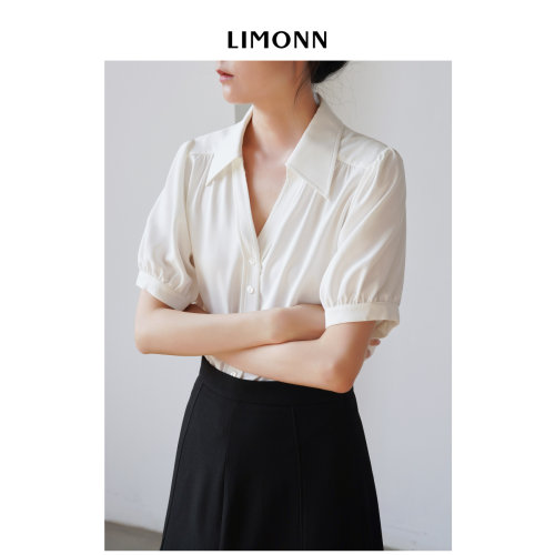 LIMONN通勤短袖衬衫尖领