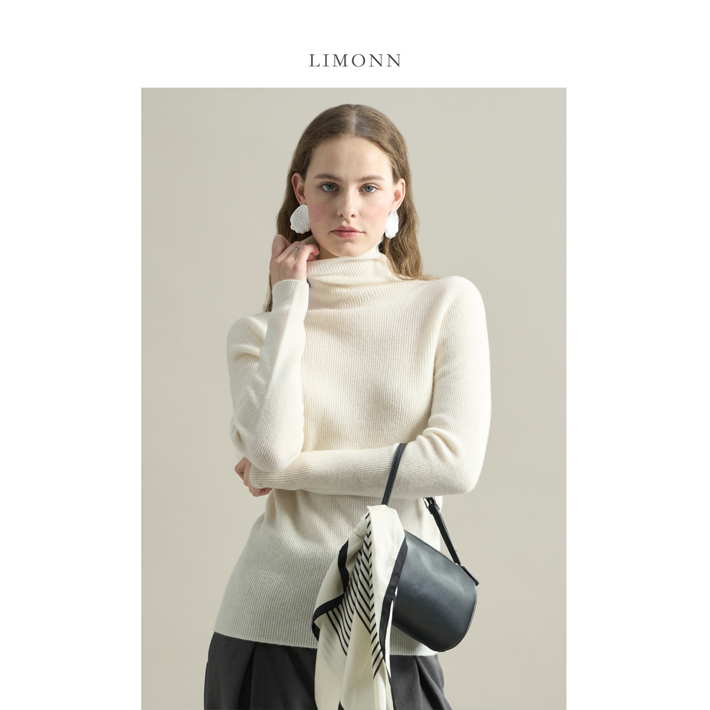 100羊毛高领坑条打底毛衣