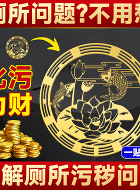 荷花鲤鱼贴卫生间净秽金属贴鲤鱼莲花厕所正东西北对门上挂件贴纸