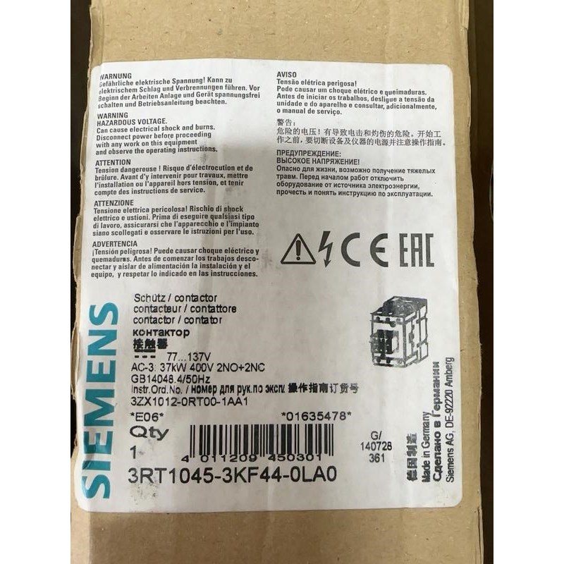 西门子铁路专用接触器 3RT1045-3KF44-0LA0议价