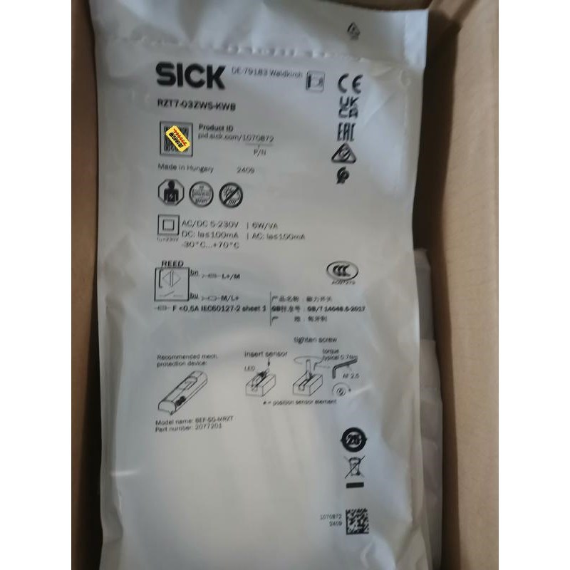 SICK西克气缸磁性传感器RZT7-03ZWS-KWB全新正议价