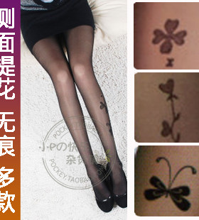 时尚超薄脚踝提花显瘦无痕丝袜