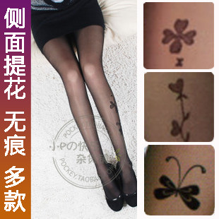 时尚超薄脚踝提花显瘦无痕丝袜