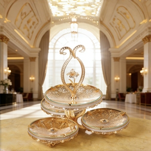 欧式水果盘家用客厅茶几创意果盘多层轻奢精致结婚零食盘摆件
