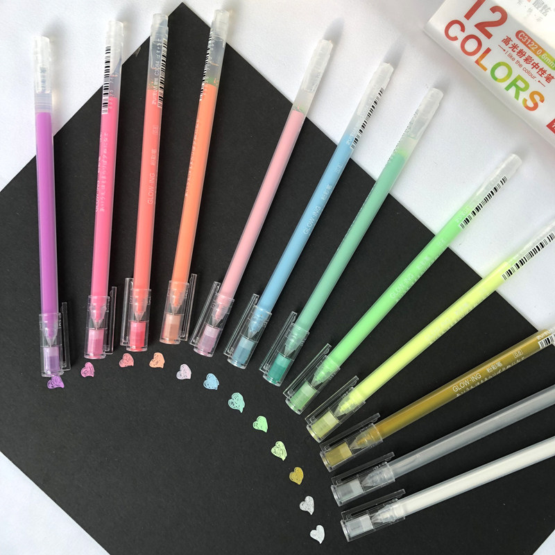 宝宝成长记录册黑卡diy相册实用粉彩笔12色入彩色速干笔0.6mm笔芯