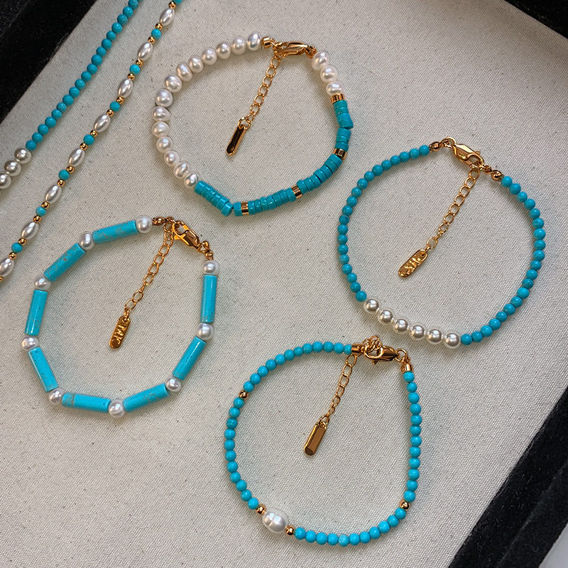 天然珍珠绿松石色串珠情绪稳定手链女轻奢高级感精致2025新款手串