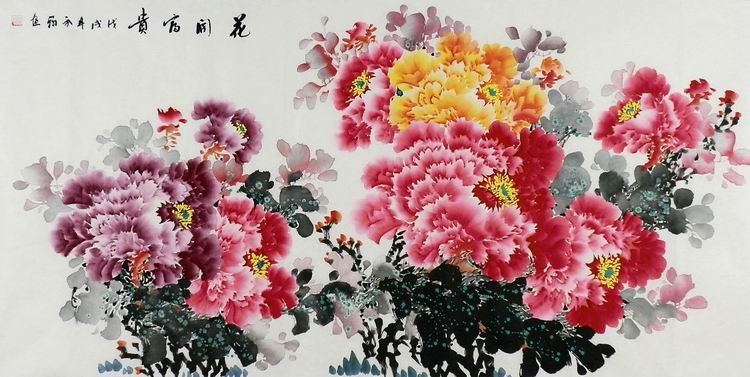 牡丹国画花鸟画四尺纯手绘字画书画装饰画花开富贵国色天香136GG