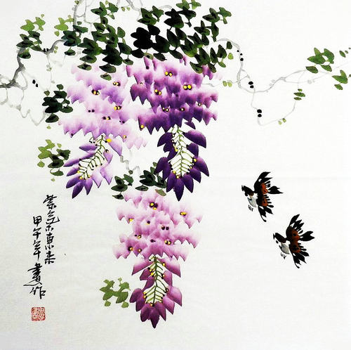 国画花鸟画电表箱纯手绘字画中式客厅办公室装饰画周易三尺斗方GG