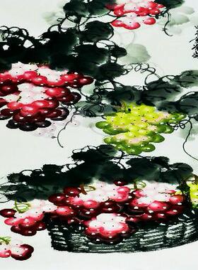 平民画院手绘字画客厅餐厅装饰画YE072622毕常盛三尺国画 葡萄100