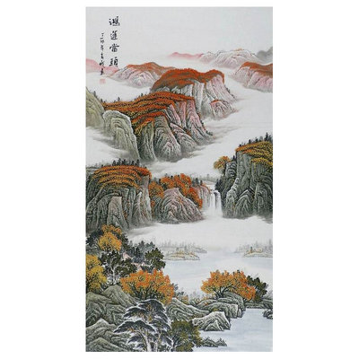 纯手绘山水画装饰画玄关办公室