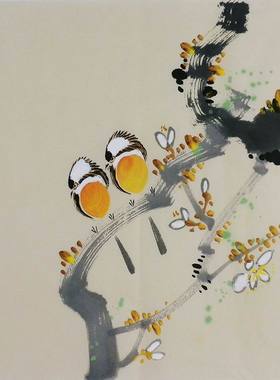 纯手绘字画书画装饰画热销YI090428无款国画花鸟画小品33 33