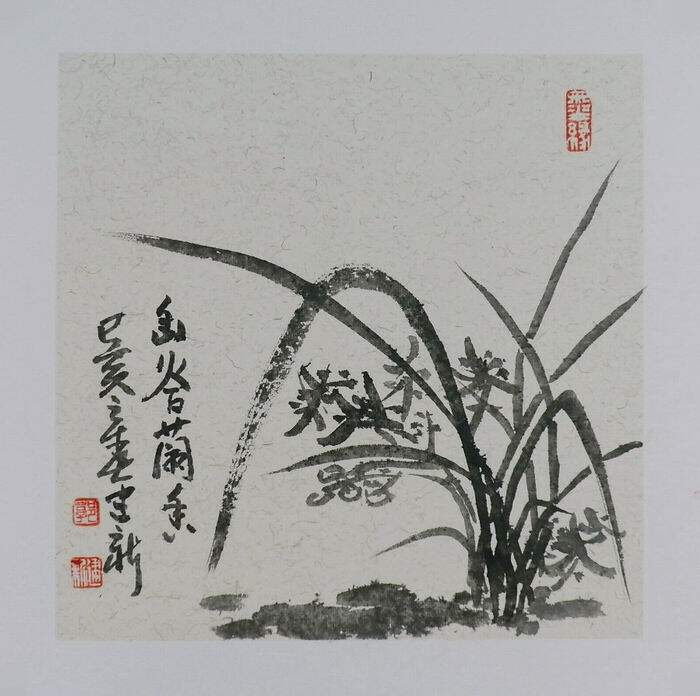 名人字画书画手绘客厅装饰画新品I042527郭建新国画花鸟兰花小品