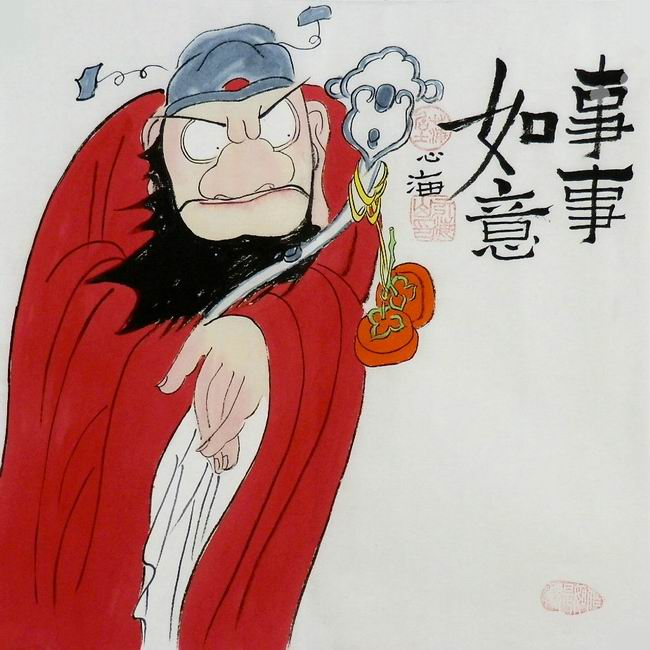 手绘国画客厅装饰画办公室钟馗