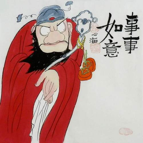 手绘国画客厅装饰画办公室钟馗