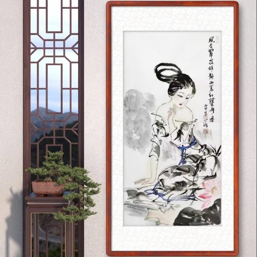 手绘国画四大美女仕女画装饰画