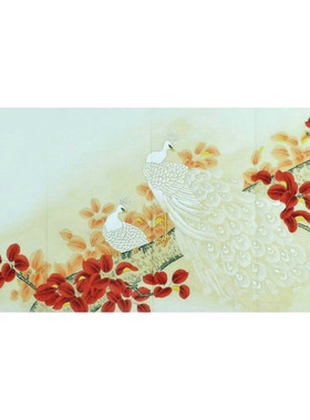 手绘国画工笔画孔雀中式装饰画